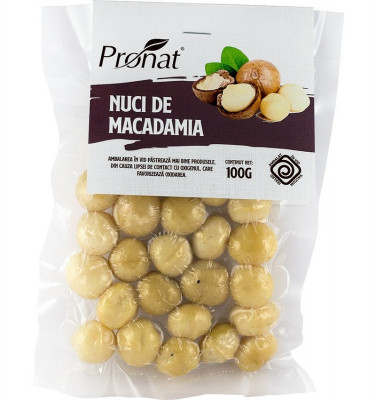 Nuci macadamia crude 100g Pronat foto
