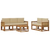 vidaXL Set de canapele de exterior 6 pcs Natural și Bej Poliester 3384999