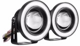 Proiectoare Auto Moto LED 10W cu Angel Eyes, 1200lm, 12V, Aluminiu, Negru, M2/M3