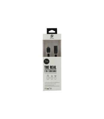 Cablu USB My-Magic 2in1 Micro USB sau Lightning negru 1m plat foto