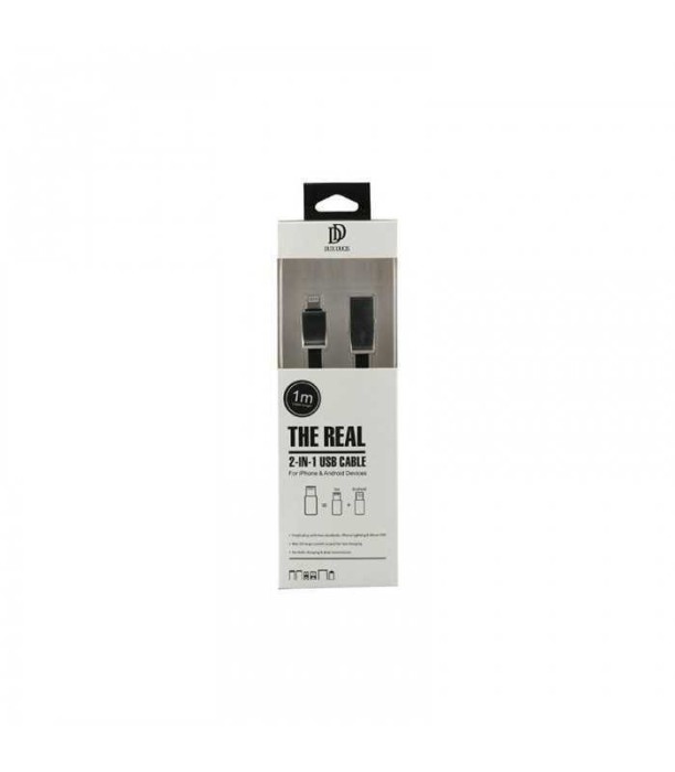 Cablu USB My-Magic 2in1 Micro USB sau Lightning negru 1m plat