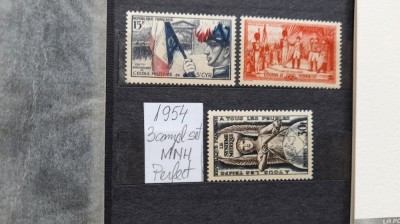1954-Franta 3 c.set MNH Perfect foto