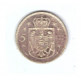 Moneda 5 lei 1930, stare foarte precara, Alama
