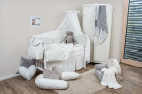 Set de pat pentru bebelusi Teddy Dream Minky White 6 piese, BUBABA