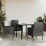 vidaXL Set mobilier de grădină, 5 piese, negru, poliratan și oțel 3203345