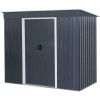 Casuta/magazie/sopron de gradina pentru depozitare unelte, cu structura baza inclusa, metal, gri antracit, 217x110x174 cm, Strend Pro GartenVIP DiyLin