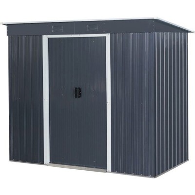 Casuta/magazie/sopron de gradina pentru depozitare unelte, cu structura baza inclusa, metal, gri antracit, 217x110x174 cm, Strend Pro GartenVIP DiyLin foto