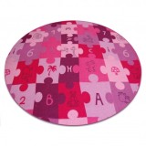 Covor copilăresc Puzzle violet rotund, cerc 100 cm