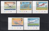 Ciad 1978 - Istoria aviației, Serie NDT + 5 Colite DE LUX NDT (VOPSEA STRĂPUNSĂ PE VERSO !), PA, 4 POZE, MNH
