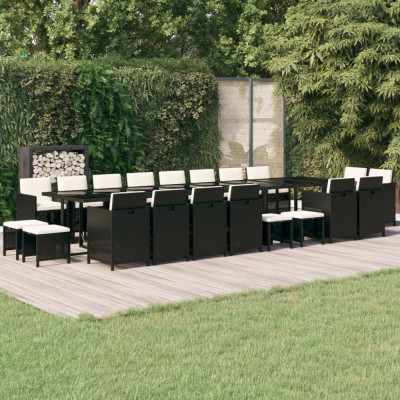 vidaXL Set mobilier de grădină cu perne, 21 piese, negru, poliratan foto