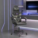Scaun Gaming Pivotant vidaXL, Piele Ecologică, Negru &amp; Camuflaj, Ergonomic, Inclinare 135&deg;, Reglabil pe &Icirc;nălțime, Suport Lombar, 110kg