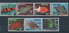 LAOS 1987-PESTI-SERIE COMPLETA DE 7 timbre NESTAMPILATE