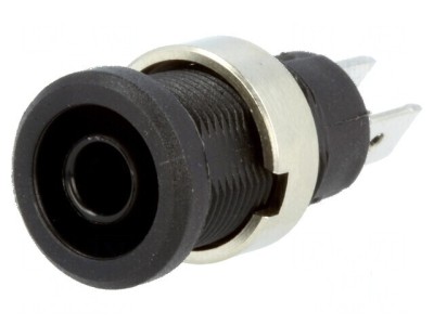 Conector banană 4mm soclu 25A 1kV negru nichelat foto