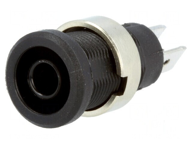 Conector banană 4mm soclu 25A 1kV negru nichelat