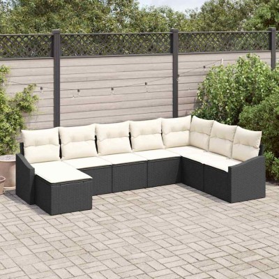 vidaXL Set de canapele pentru grădină 8 pcs Negru Rattan poli 3346837 foto