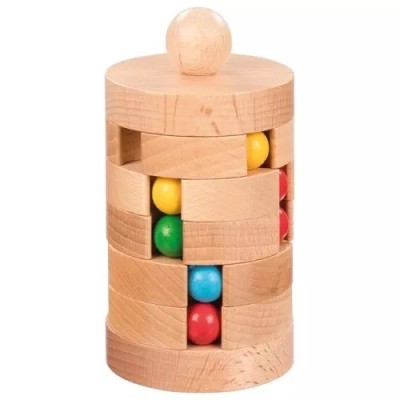 Puzzle Rubik, turn de sortat culori, din lemn, Goki foto