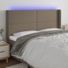 VidaXL Tăblie de pat cu LED, gri taupe, 183x16x118/128 cm, textil 3123926