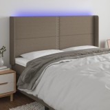 VidaXL Tăblie de pat cu LED, gri taupe, 183x16x118/128 cm, textil