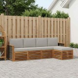 vidaXL Set de canapele de exterior 5 pcs Natural și gri deschis 3384227