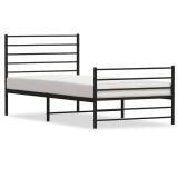 Cumpara ieftin Cadru pat metalic cu tablii de cap/picioare, negru, 80x200 cm