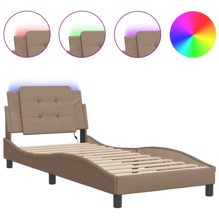 Cadru de pat cu LED fara saltea Zadar cappuccino 80x200 cm