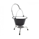 Ceaun Emailat Negru 0.8L Perfect Home, Diametru 16cm + Suport Cromat - Set Servire
