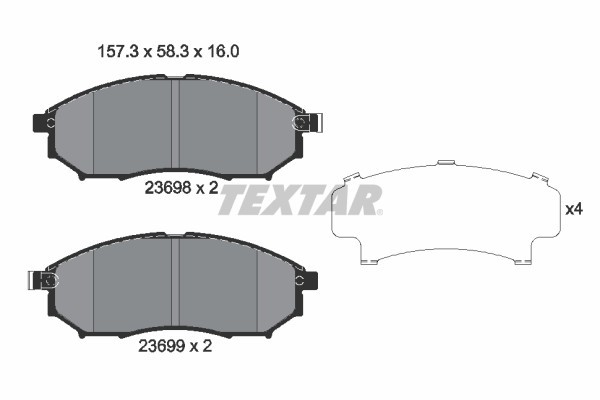 TEXTAR 2369801 set placute frana,frana disc