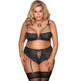 SUBBLIME - SET QUEEN PLUS CUPLUȘ SUJETADOR ȘI CHILOȚEI CU LIGUERO, SUBBLIME QUEEN PLUS SIZE