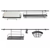 Set organizator pentru bucatarie, cu montaj pe perete, din otel, set 16 elemente, negru, Kinghoff