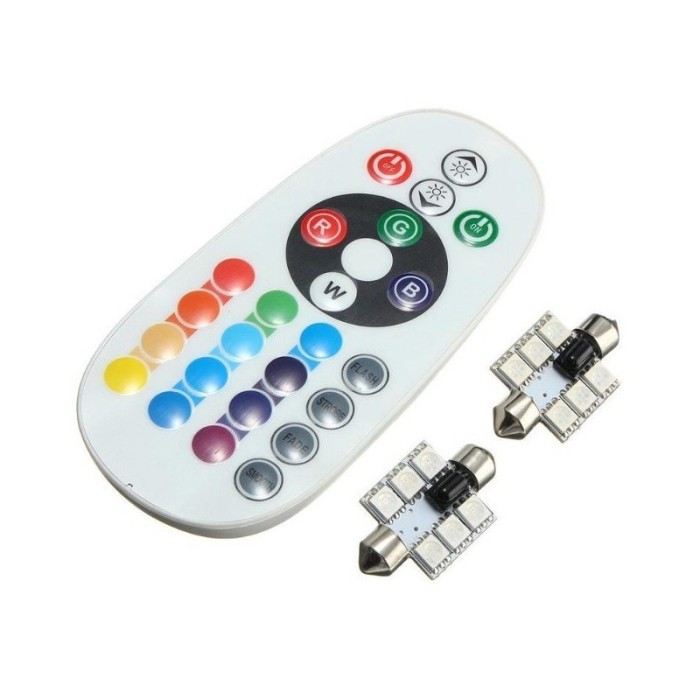 Set 2 LED-uri 5050 RGB 39 mm elSales ELS-LPP39 pentru plafoniera,portbagaj,numar inmatriculare,telecomanda