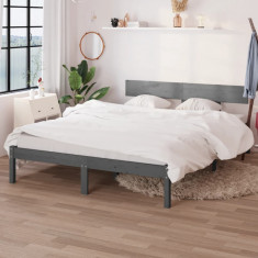 vidaXL Cadru de pat, gri, 160x200 cm, lemn masiv de pin