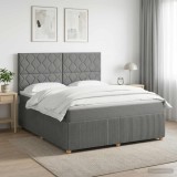 Cumpara ieftin Pat boxspring cu saltea Gri inchis 160 x 200 cm Tesatura
