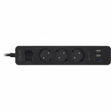 Prelungitor cu 3 x Schuko + 3 x USB-A Quick Charge 1.5m negru, InLine IL16491S