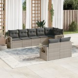 Cumpara ieftin Gossi set mobilier de gradina cu perne, 8 piese gri deschis poliratan
