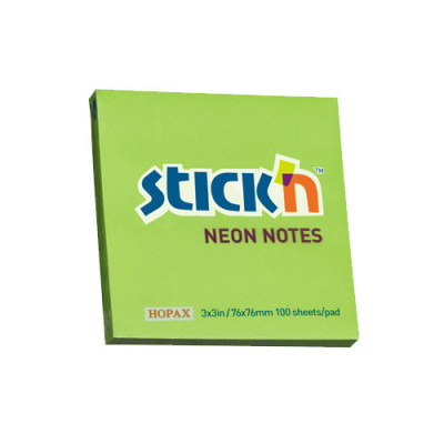 Notes Autoadeziv 76 X 76 Mm, 100 File, Stick&amp;quot;n - Verde Neon foto