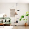 Ansamblu Pisici Podea Tavan vidaXL Gri Inchis 258.5-284.5cm, Turn Joaca Multi-nivel cu Hamac, Casa, Sisal Natural