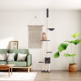 VidaXL Ansamblu pisici podea p&acirc;nă la tavan, gri &icirc;nchis, 258,5-284,5 cm