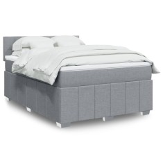 vidaXL Pat box spring cu saltea, gri deschis, 140x190 cm, textil 3289363