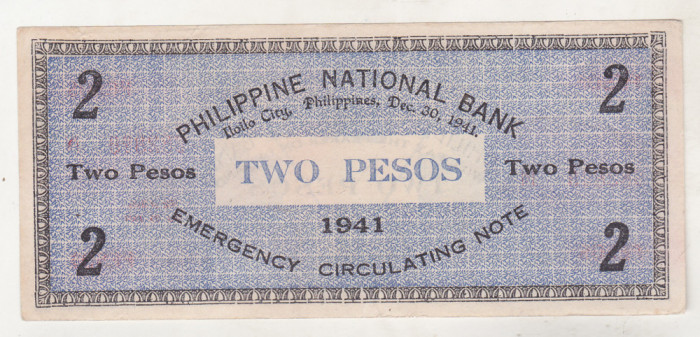 bnk bn Filipine 2 pesos 1941 Iloilo