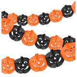 Ghirlanda Halloween cu dovleci din hartie 3 m, portocaliu-negru, Glimz
