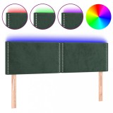Cumpara ieftin Tablie de pat cu LED, verde inchis, 144x5x78/88 cm, catifea