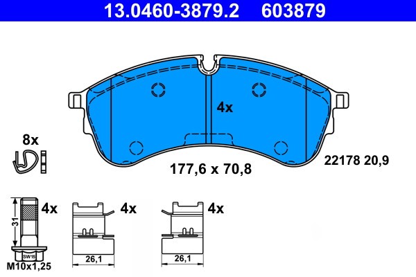 ATE 13.0460-3879.2 set placute frana,frana disc