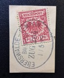 Germania / Imperiul German 1889 Fragment "Reichsadler / Stema Imperială 10 Pfennig Roșu-Carmin" Ștampilat Feroviar - CKL2