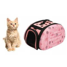 Geanta transport caine/pisica L, ventilata, picioare sustinere, 700 g, 35 x 22 x 20cm, roz