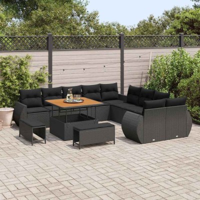 vidaXL Set de canapele pentru grădină 13 pcs Negru 100 x 100 x 71 cm 3363874 foto