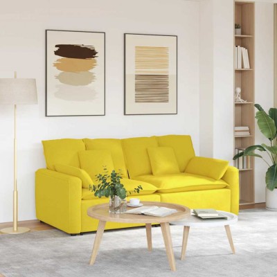 vidaXL Canapea modulară cu perne, galben deschis foto