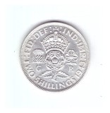 Moneda Anglia 2 shilling / 2 shillings 1943, stare foarte buna, cu luciu, curata