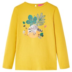 Tricou pentru copii cu m&acirc;neci lungi, ocru, 128