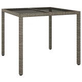 Cumpara ieftin Masa gradina, gri, 90x90x75 cm, sticla securizata si poliratan