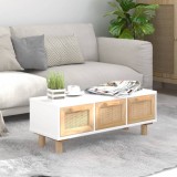 VidaXL Măsuță de cafea alb 80x40x30 cm lemn prelucrat&amp;lemn masiv pin